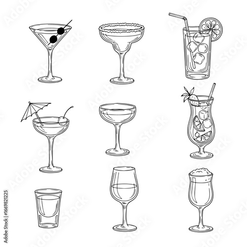 set of different drinks