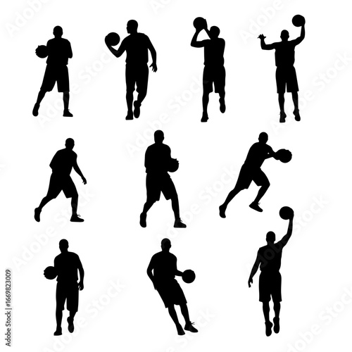 basketball players silhouettes
