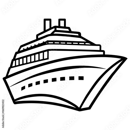 Minimalist cruise ship line art design