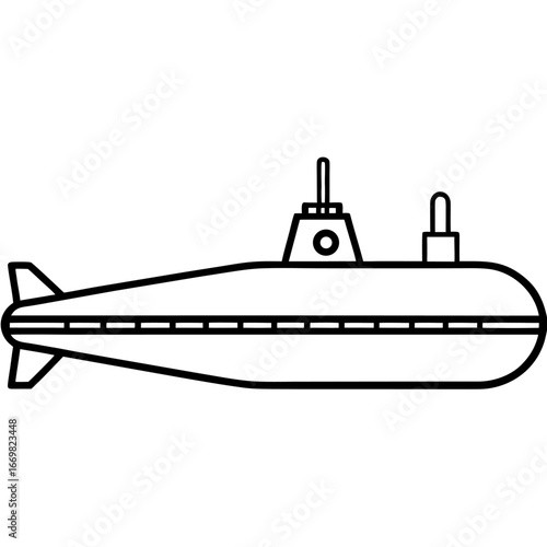 Minimalist submarine line art illustration