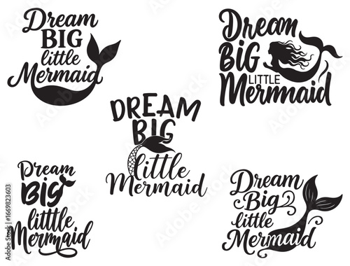 DREAM BIG LITTLE MERMAID TYPOGRAPHY SILHOUETTE