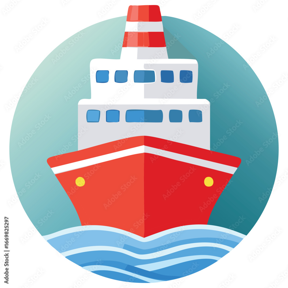 Obraz premium A sleek and professional vector icon of a cargo ship, designed for a variety of digital and print applications, representing global trade and logistics.