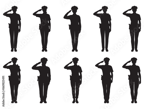 FEMALE POLICE SALUTE SILHOUETTE