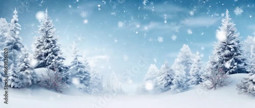 Wallpaper Mural Winter landscape with falling snow over evergreen trees in a serene atmosphere during the snowfall season Torontodigital.ca