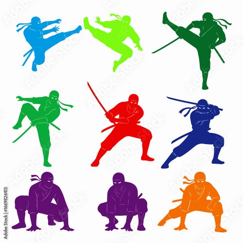 Silhouette of athletes playing sports in vector illustration style