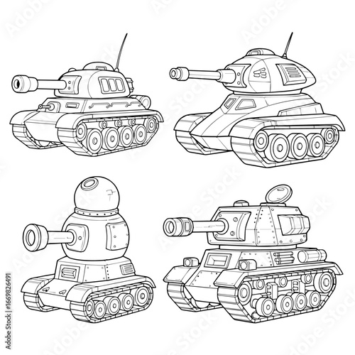 Vintage Military Tank Silhouette Illustration