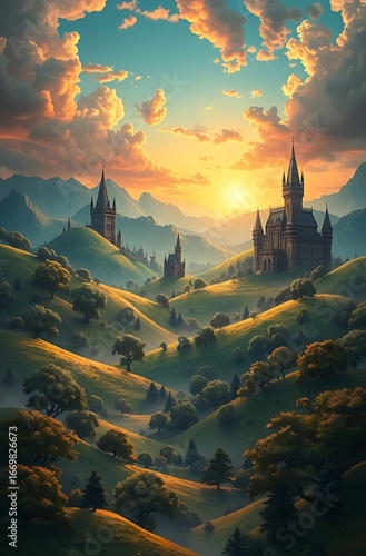 Enchanted Fantasy Background Featuring Crystal Formations and Ethereal Lighting