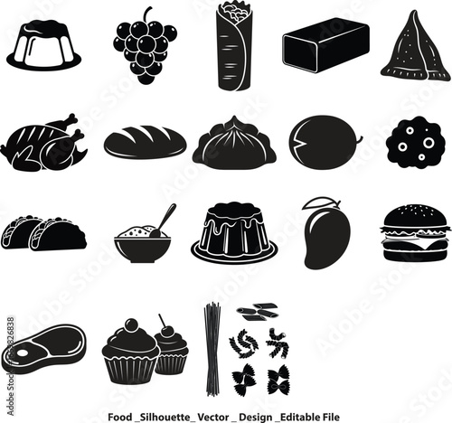 Vector art of food silhouette vector design with editable file