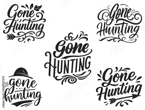 GONE HUNTING TYPOGRAPHY SILHOUETTE