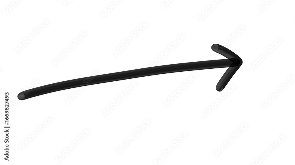 Fototapeta premium Shape Curved Arrow Black Metallic Icon PNG Artistic Modern Stylish Unique Glossy Isolated Symbol Bold Background