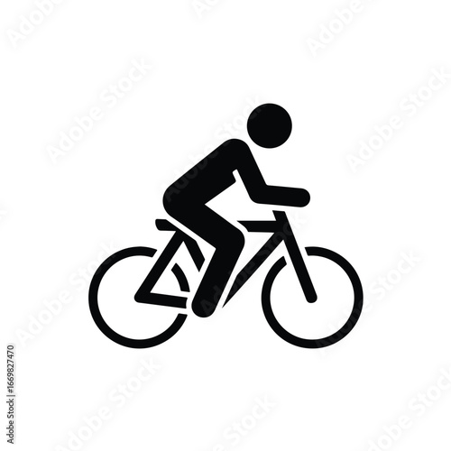 Illustration of a cyclist in silhouette rides a bicycle, isolated on white
