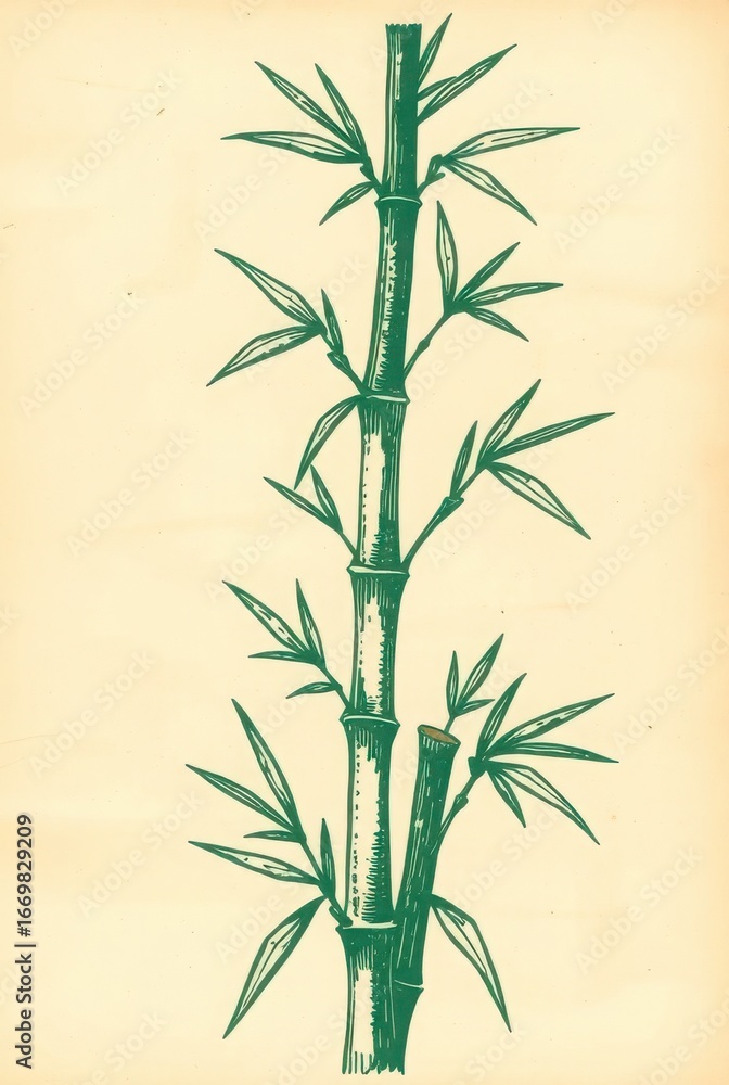 Fototapeta premium Vintage Bamboo Stem Depiction