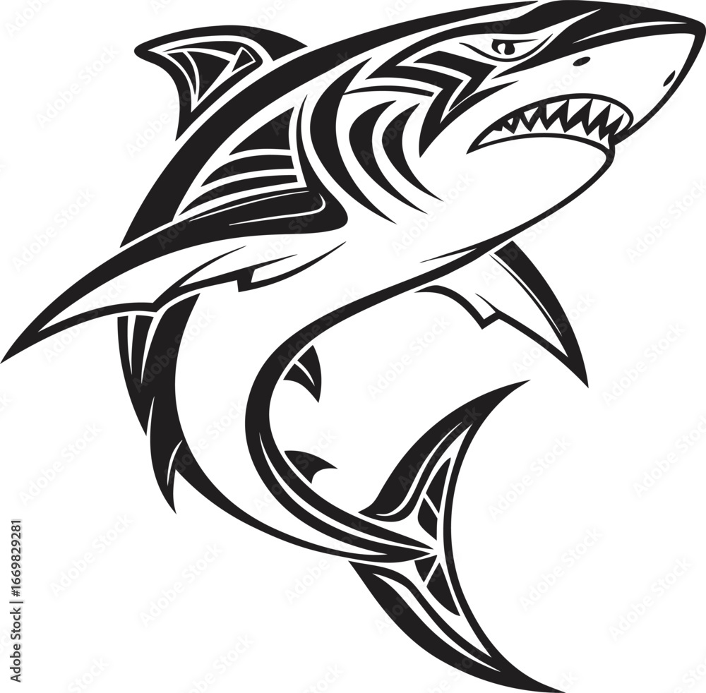 Naklejka premium Shark Sublimation Design, Shark Clip Art Download, Shark Digital Art, Shark Silhouette