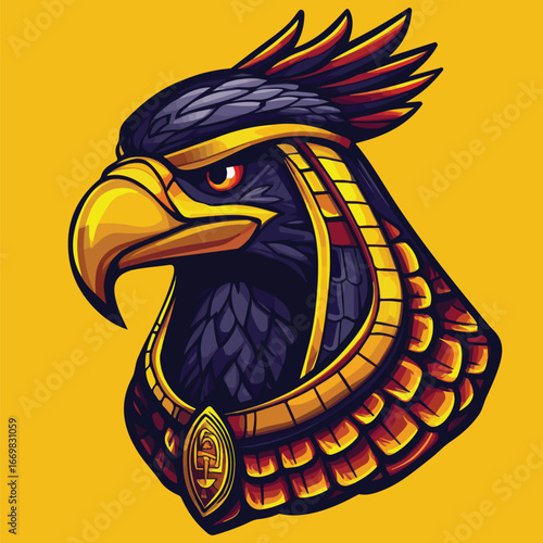 Black and Yellow Eagle Head Logo Mascot Illustration for Team Branding