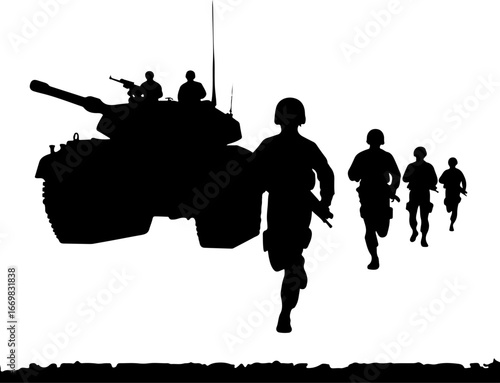 "Army Tank Silhouette with Soldiers and Flag"

"Military Tank Vector Illustration with Soldiers"

"War Tank Silhouette Design for Combat Concept"