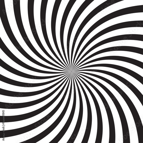 Black and White Spiral Optical Illusion in Square