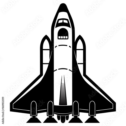 Solid black silhouette of a space shuttle