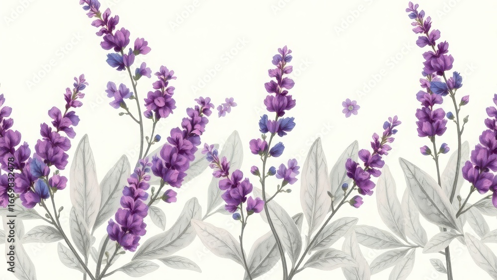 Naklejka premium Botanical lavender ornament with elegant sprigs