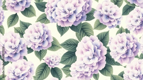 Seamless hydrangea floral botanical background