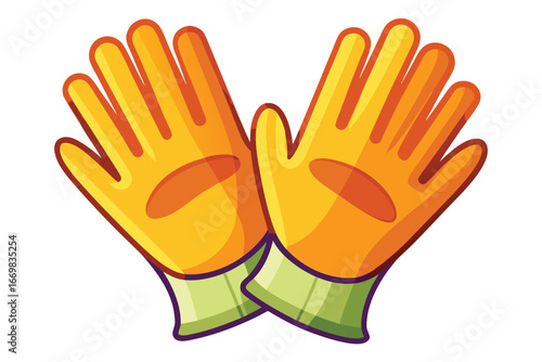 Monochrome Vector Illustration of Two Stylish Gloves Depicting Fashion and Protection Handwear with Outlined and Filled Silhouettes on White Backdrop