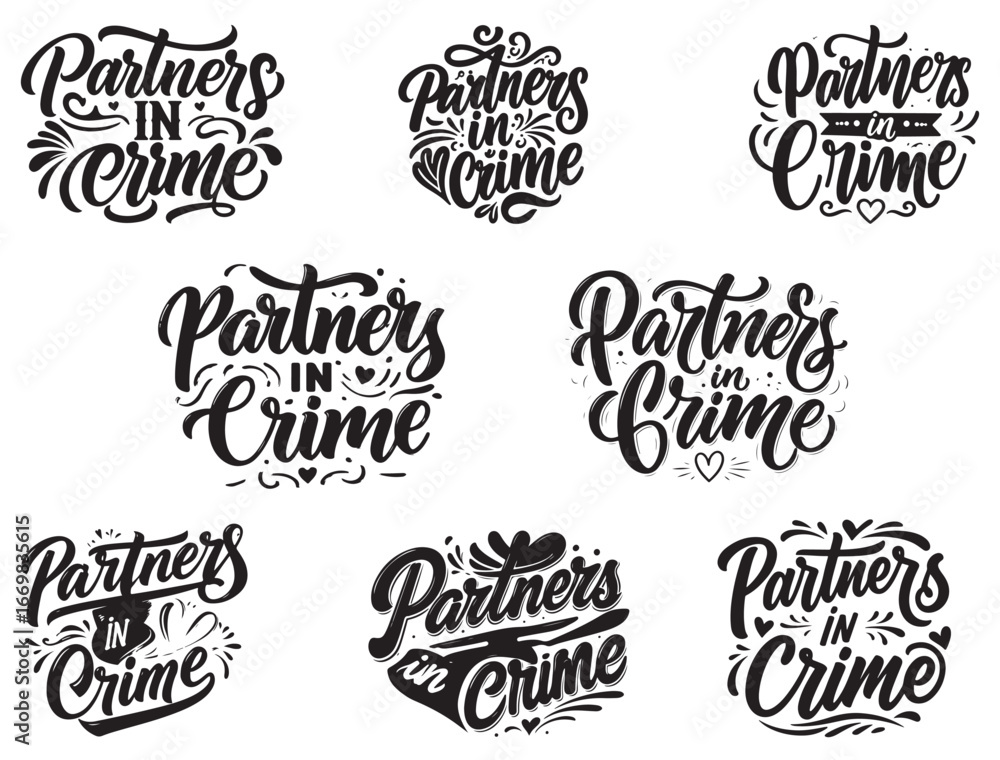 Fototapeta premium PARTNERS IN CRIME TYPOGRAPHY SILHOUETTE