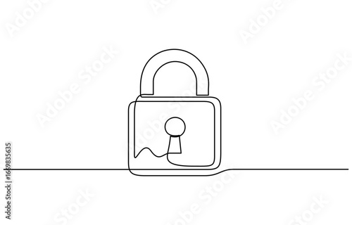 Continuous line drawing of cyber security Icon vector illustration. Editable stroke