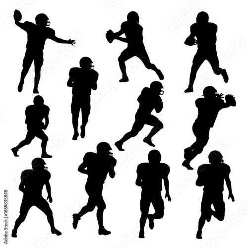 American football player silhouette set vector	