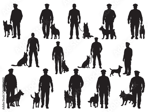 POLICE MAN WITH DOG SILHOUETTE