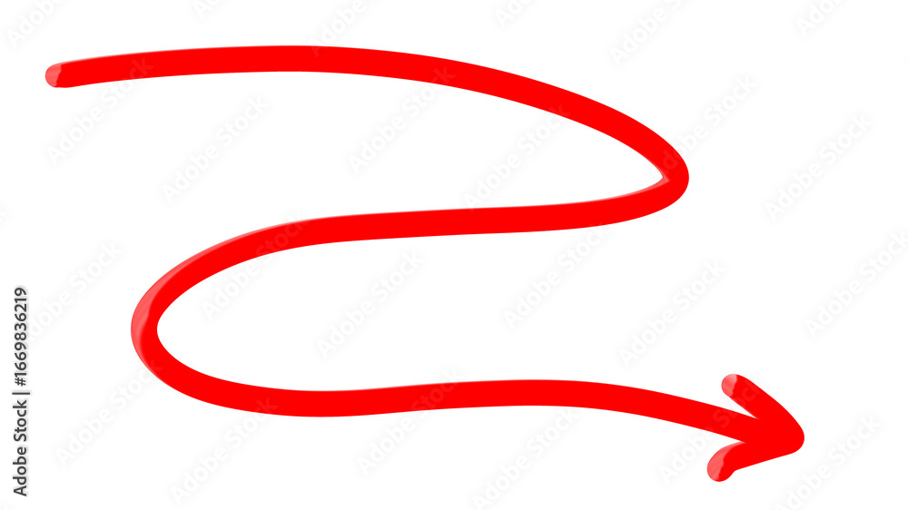 Fototapeta premium Digital Red Curved Arrow Icon PNG Artistic Stylish Modern Bold Isolated Design Unique Vector Symbol Glossy Graphic Shape