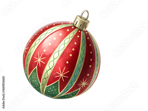 Wallpaper Mural Red Green Gold Christmas Bauble Ornament Isolated on Black Background Festive Holiday Decoration Winter Season Design Element Torontodigital.ca
