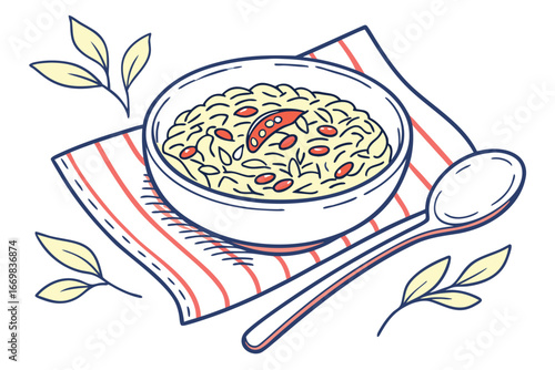 A Hearty Bowl of Creamy Polenta, Garnished with Fresh Herbs and Vibrant Tomatoes, Displayed in a Rustic Ceramic Bowl