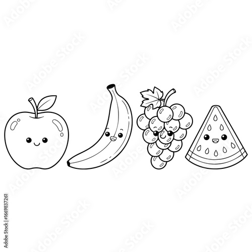 Set Fruits coloring page	