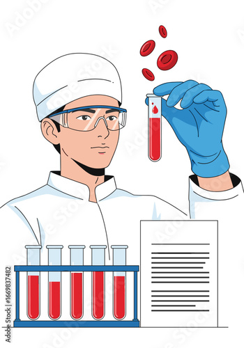 Medical laboratory professional conducting blood analysis in a modern research facility