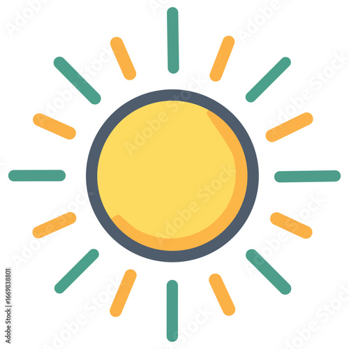 A professional and clean vector icon of a sun, conveying a sense of a clear sky and a pleasant day.