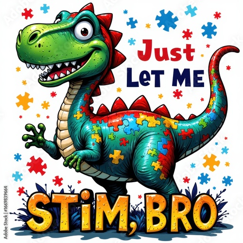 Just Let Me Stim Bro Dinosaur Puzzle Design product