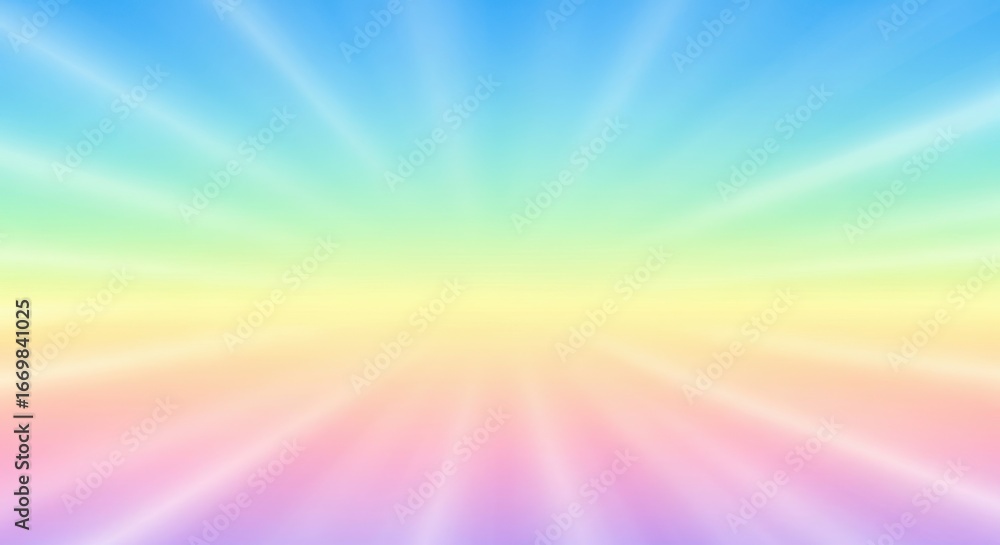 Obraz premium Vibrant rainbow burst effect with soft light rays on a graded background