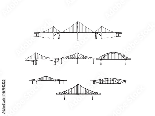 tacoma narrows Line Art Illustration