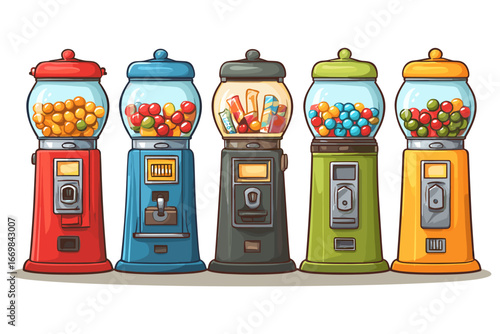 Colorful Vintage Gumball and Candy Vending Machines Collection