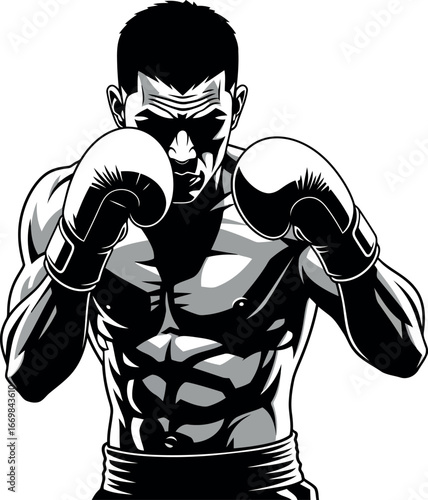 Fierce boxer intense stance ready for combat vector