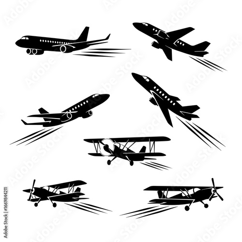 planes silhouette set
