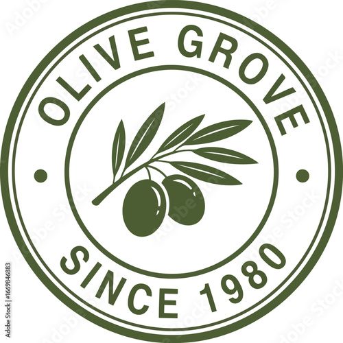 Tableau sur toile Olive grove since 1980 emblem vintage style natural organic product emblem vecto