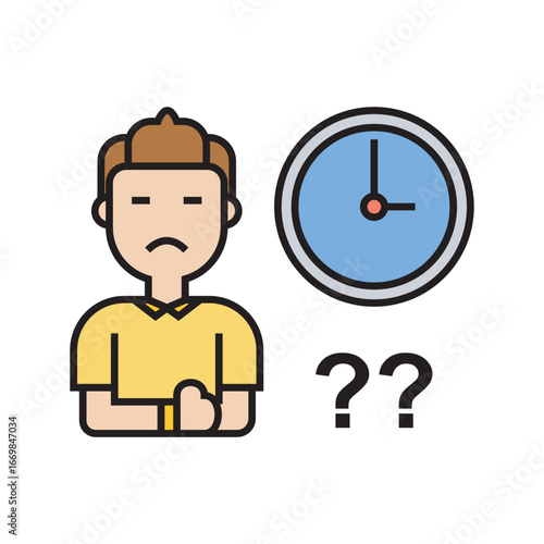 waiting icon with illustration of a child who is quite annoyed because it has been a long time.