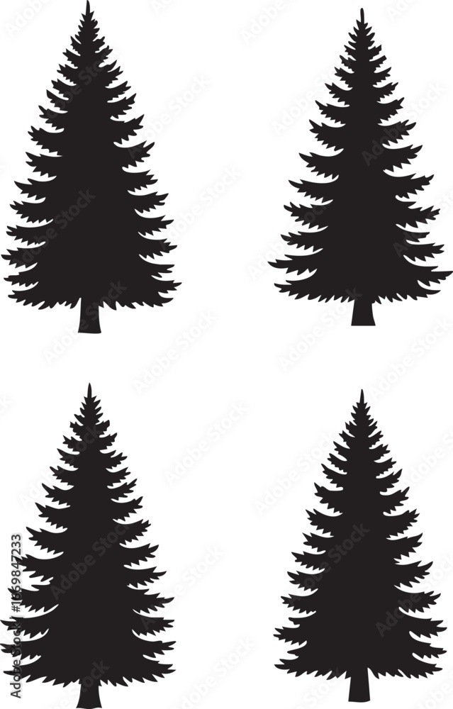 Obraz premium Festive christmas tree illustration with ornaments and lights