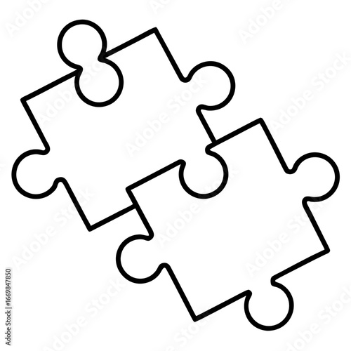 Line art vector of interlocking partnership puzzle pieces