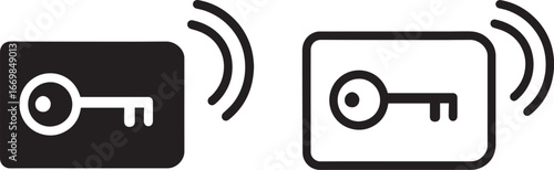 a vector icon of Keycard access silhouette and vector icon on white background.