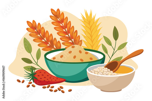 Healthy Breakfast Bowl with Oats, Strawberries, and Melon A Nutritious Start to the Day