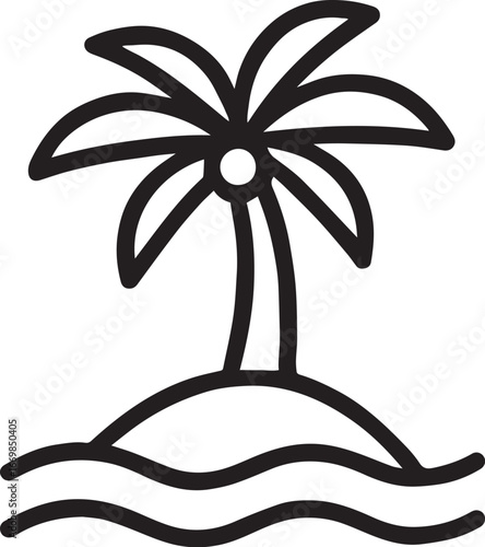 vector icon Black and white palm tree vector illustration on white background.