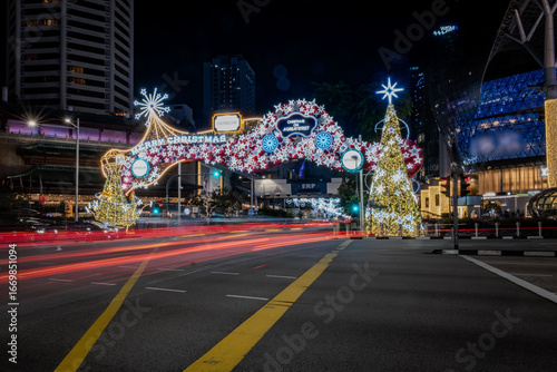 Beautiful Singapore Orchard Road street light-up during the Christmas festive season. Tropical country Christmas street light up.
