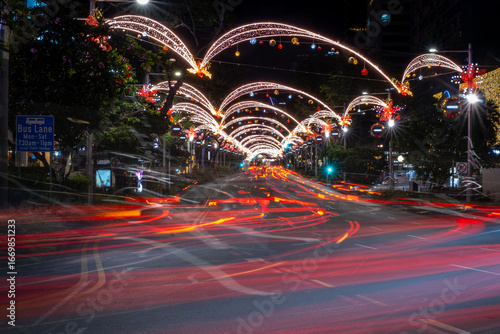 Beautiful Singapore Orchard Road street light-up during the Christmas festive season. Tropical country Christmas street light up.