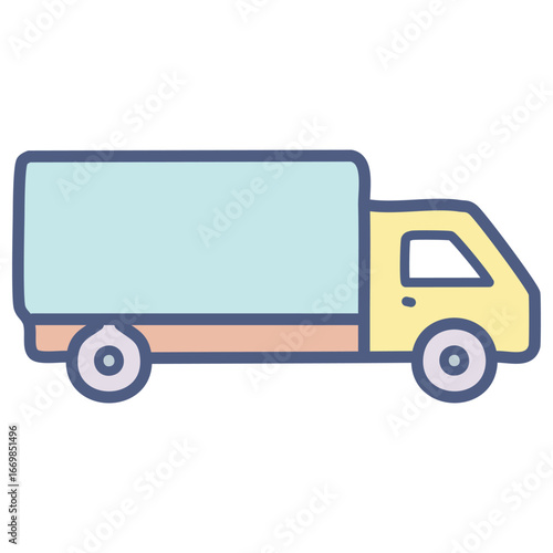 A vibrant and simple vector icon of a food truck, representing a fun and casual dining experience.